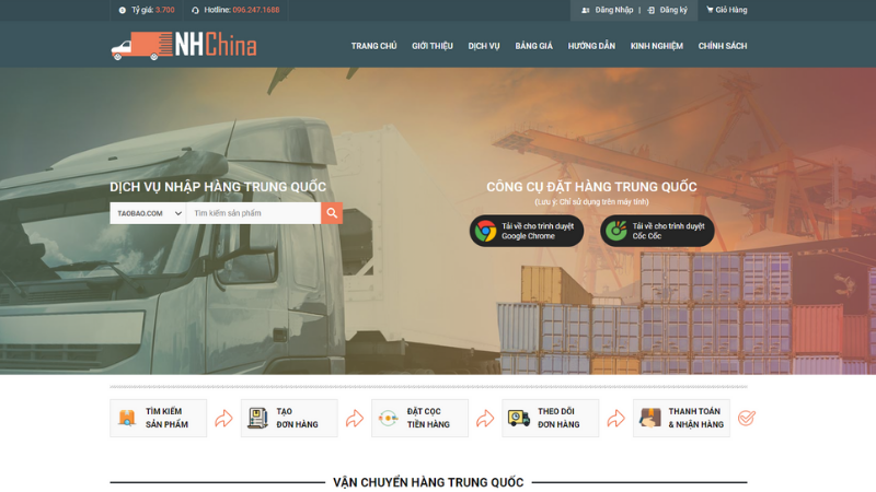 Faqja e internetit për importimin e mallrave kineze në Importing China