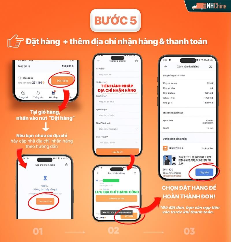 Đặt hàng và thanh toán trên NHCHINA