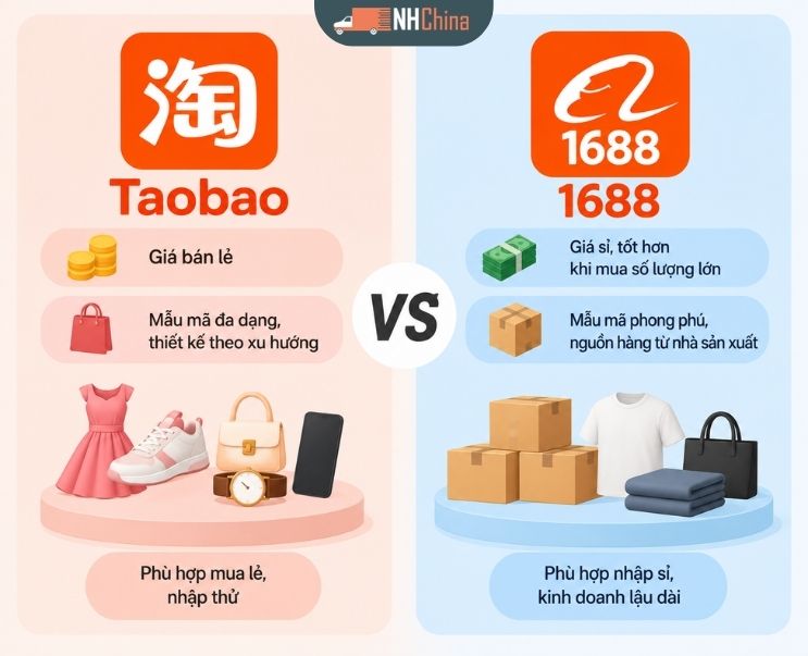 Nhập hàng Taobao hay 1688 rẻ hơn