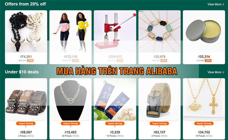 Mua sắm trên trang web Alibaba Trung Quốc